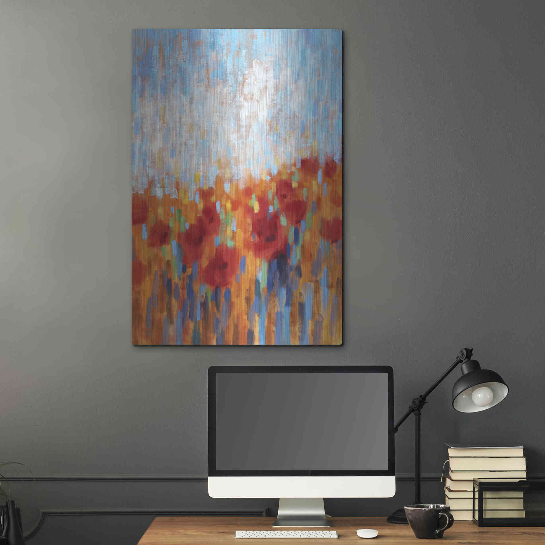 Luxe Metal Art 'Poppy Walk' by Claire Hardy, Metal Wall Art,24x36