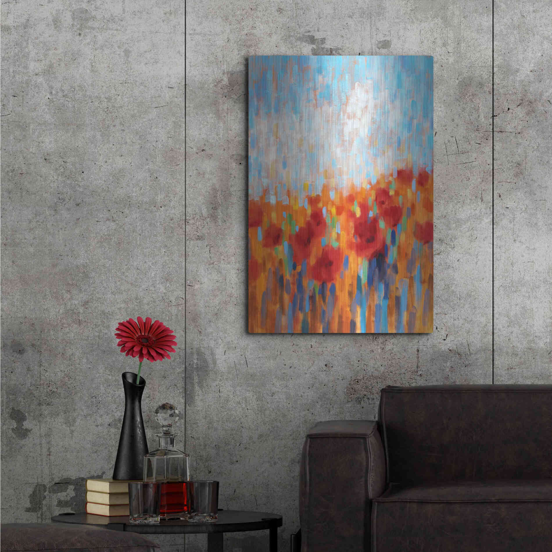 Luxe Metal Art 'Poppy Walk' by Claire Hardy, Metal Wall Art,24x36