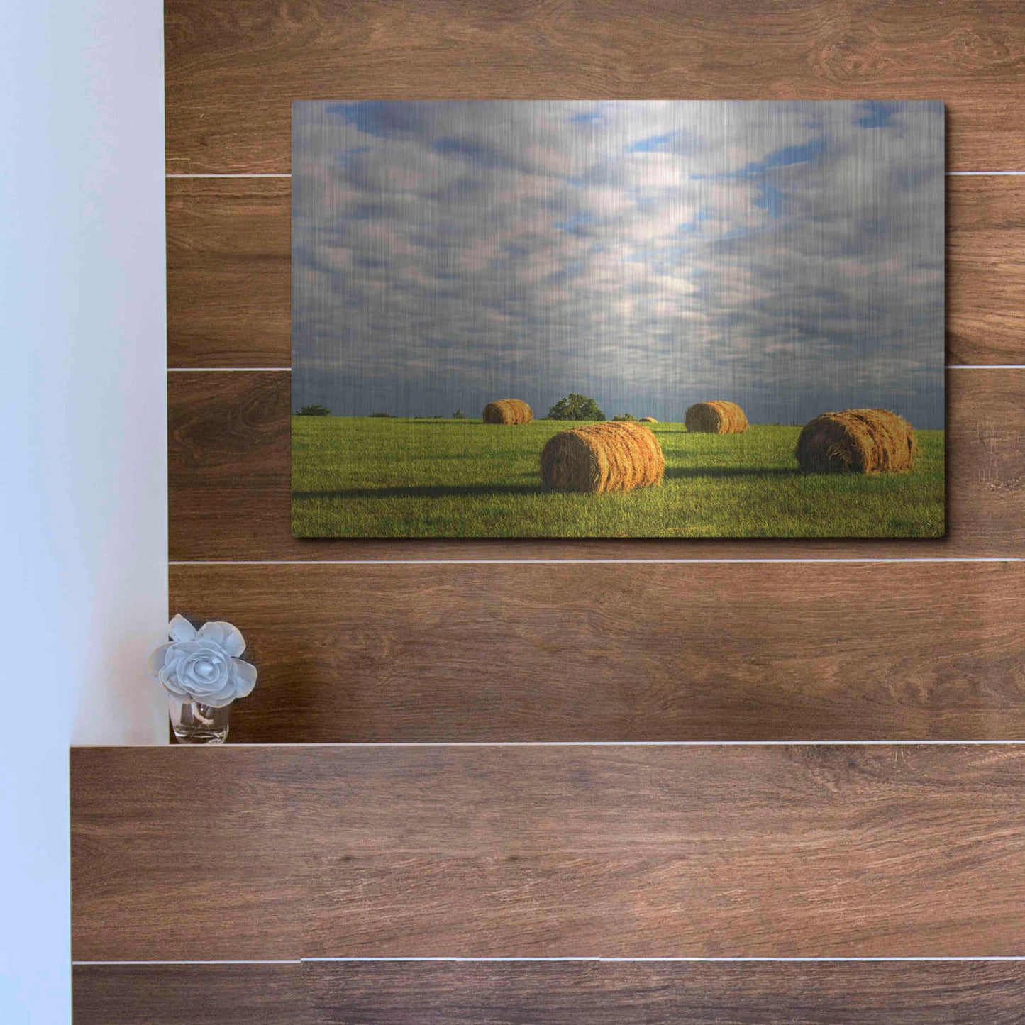 Luxe Metal Art 'Approaching Storm - Haystacks' by David Hammond, Metal Wall Art,16x12