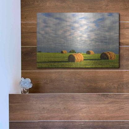 Luxe Metal Art 'Approaching Storm - Haystacks' by David Hammond, Metal Wall Art,16x12
