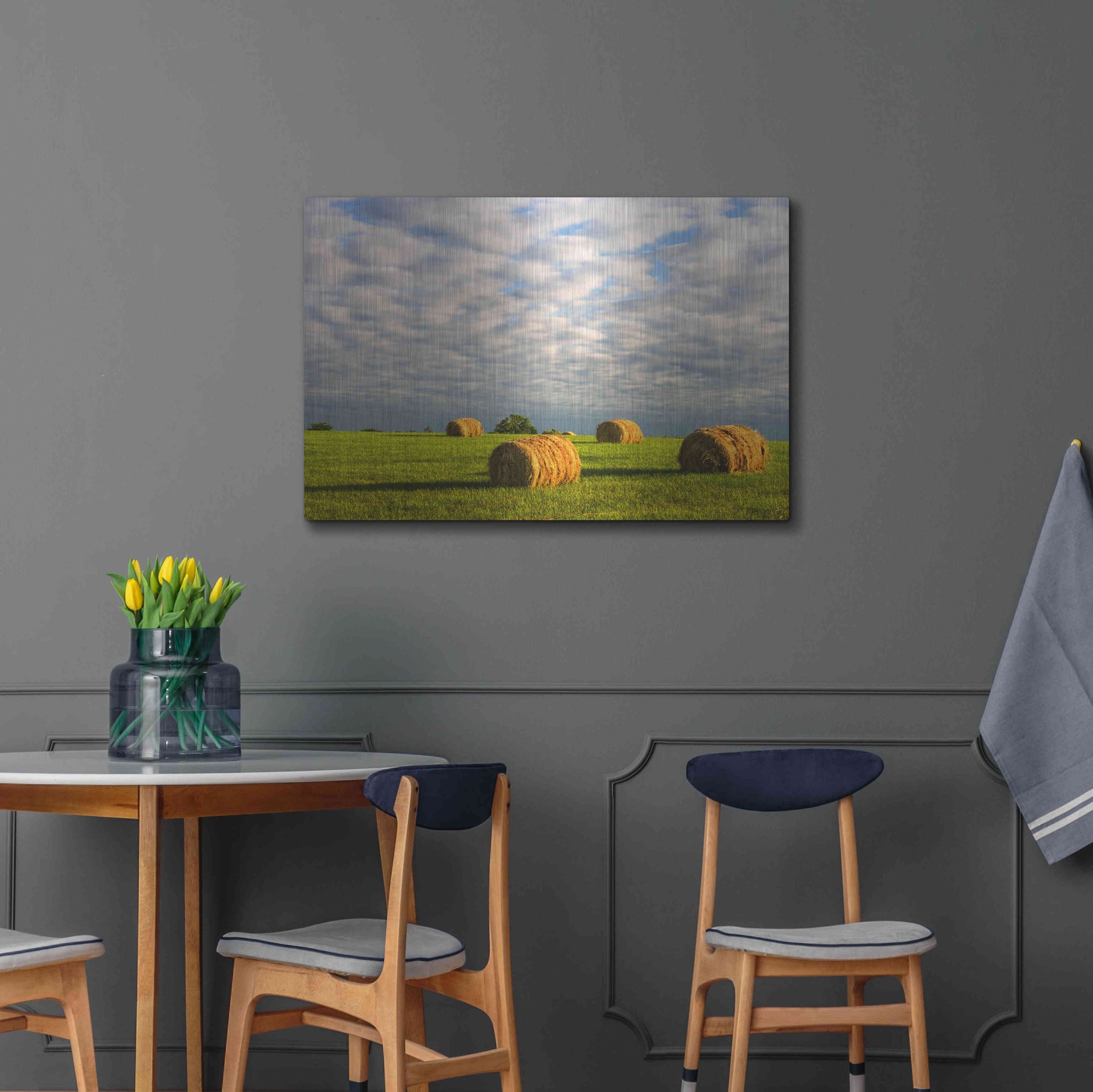 Luxe Metal Art 'Approaching Storm - Haystacks' by David Hammond, Metal Wall Art,36x24