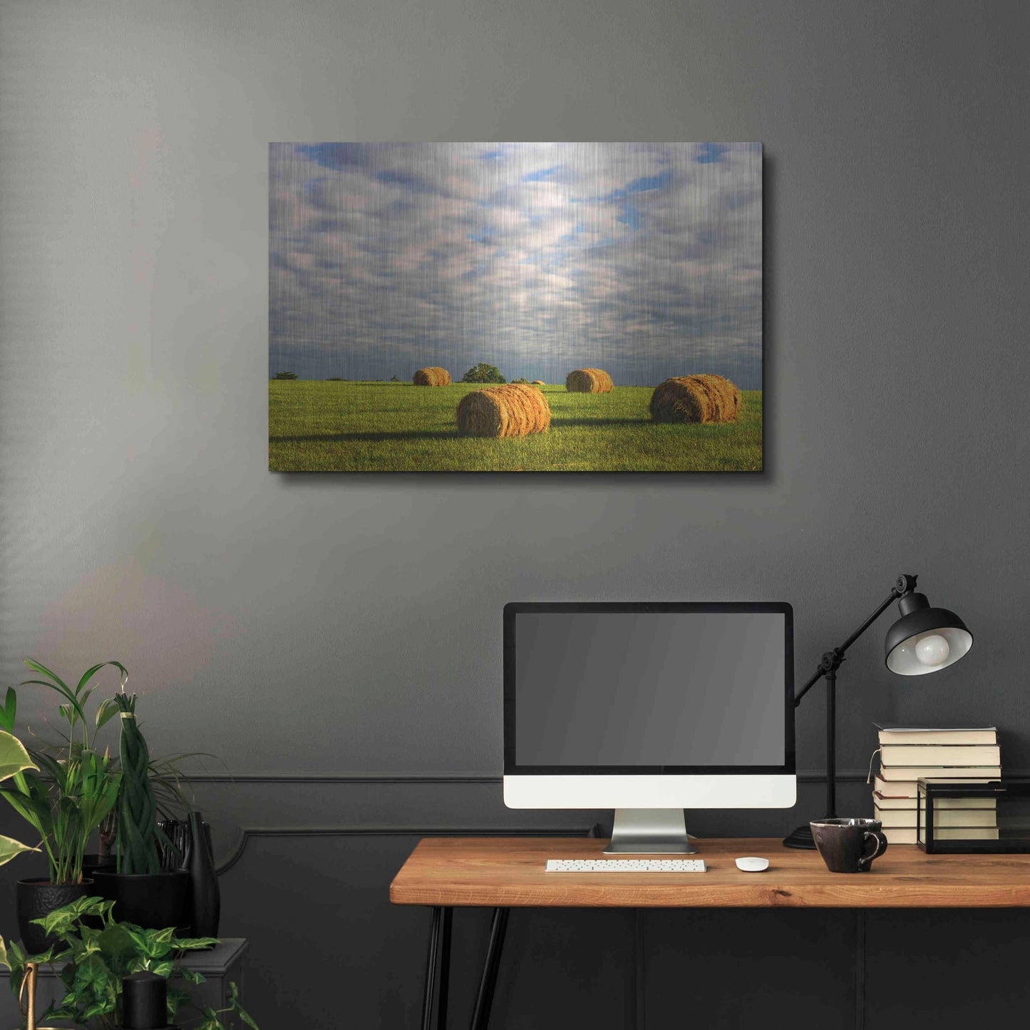 Luxe Metal Art 'Approaching Storm - Haystacks' by David Hammond, Metal Wall Art,36x24