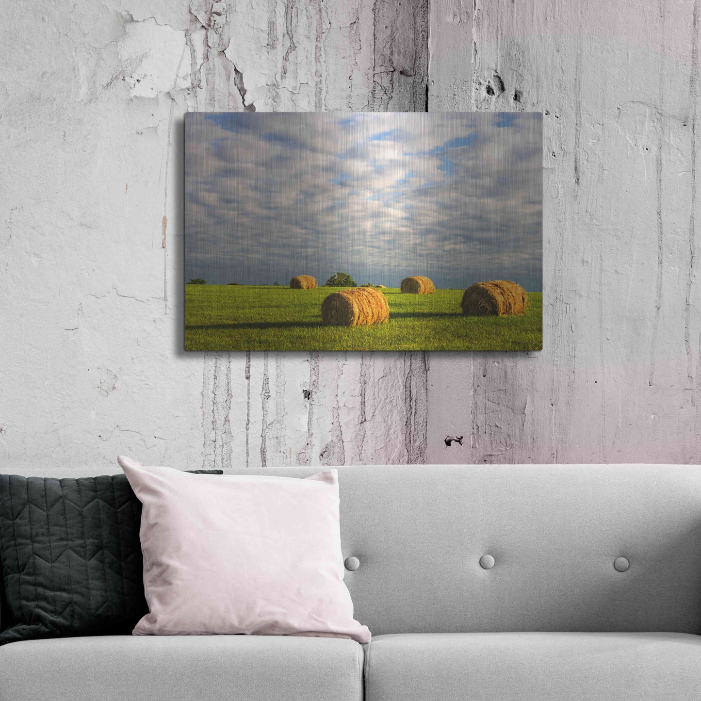 Luxe Metal Art 'Approaching Storm - Haystacks' by David Hammond, Metal Wall Art,36x24