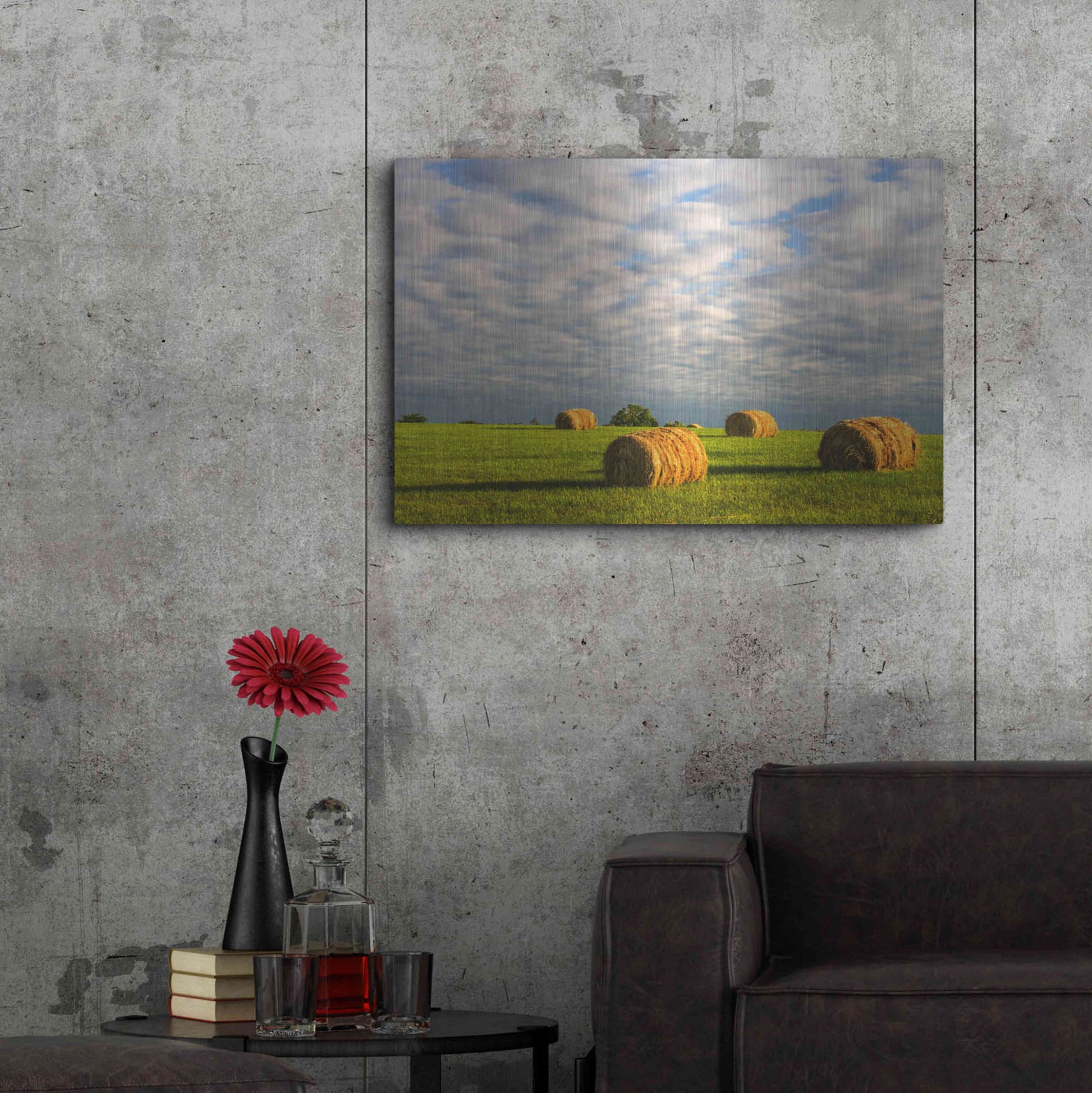 Luxe Metal Art 'Approaching Storm - Haystacks' by David Hammond, Metal Wall Art,36x24