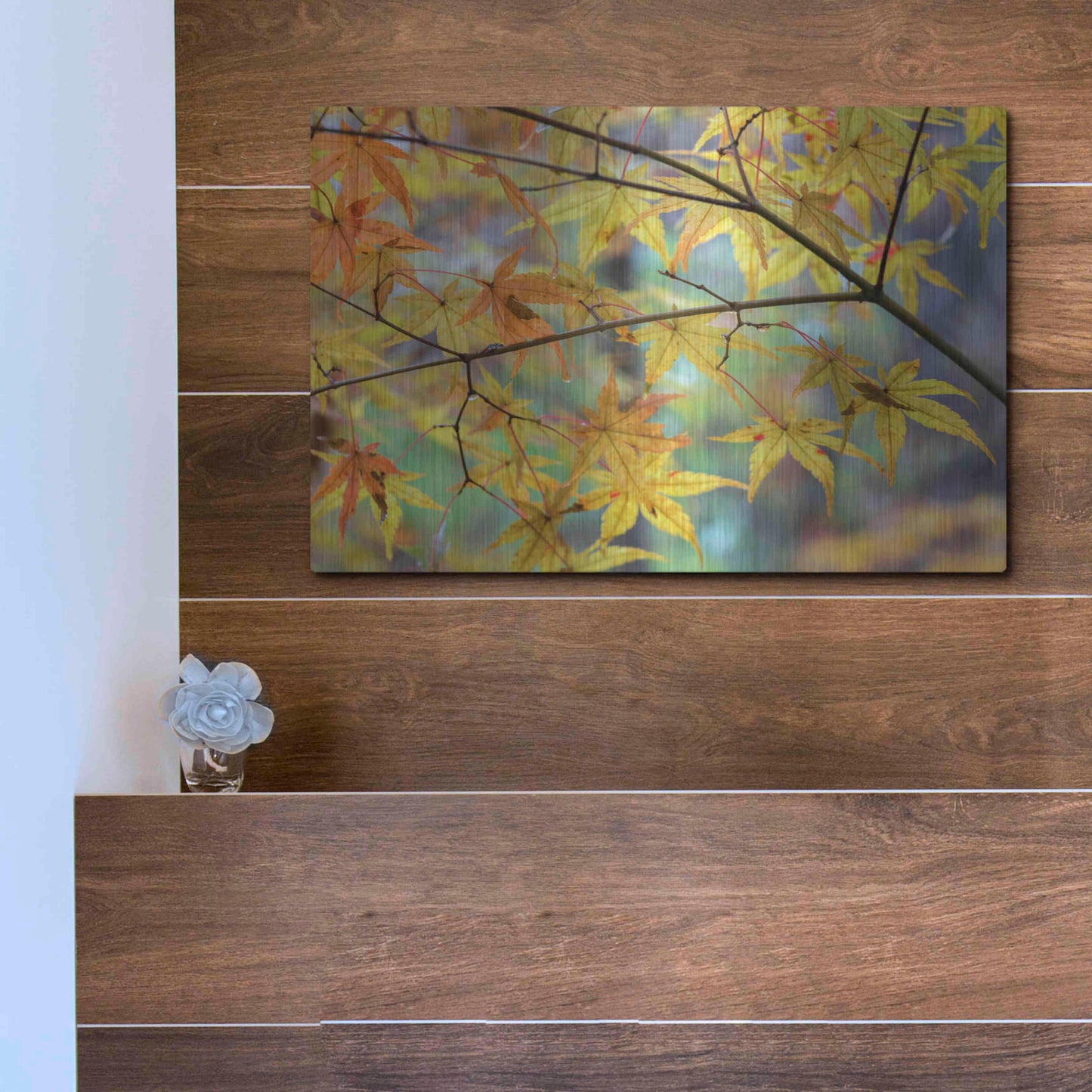 Luxe Metal Art 'Autumn Maples' by David Hammond, Metal Wall Art,16x12