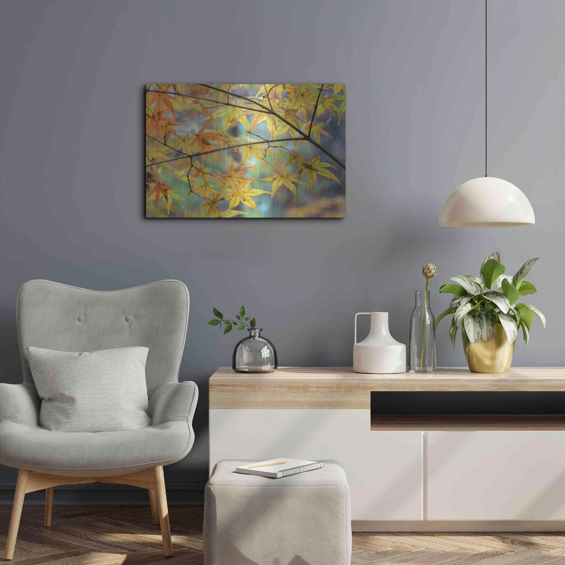 Luxe Metal Art 'Autumn Maples' by David Hammond, Metal Wall Art,24x16