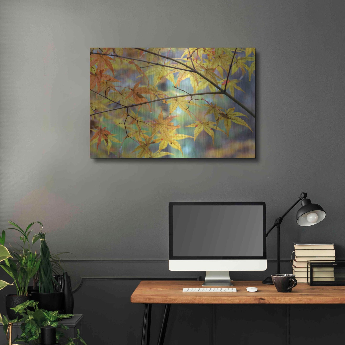 Luxe Metal Art 'Autumn Maples' by David Hammond, Metal Wall Art,36x24