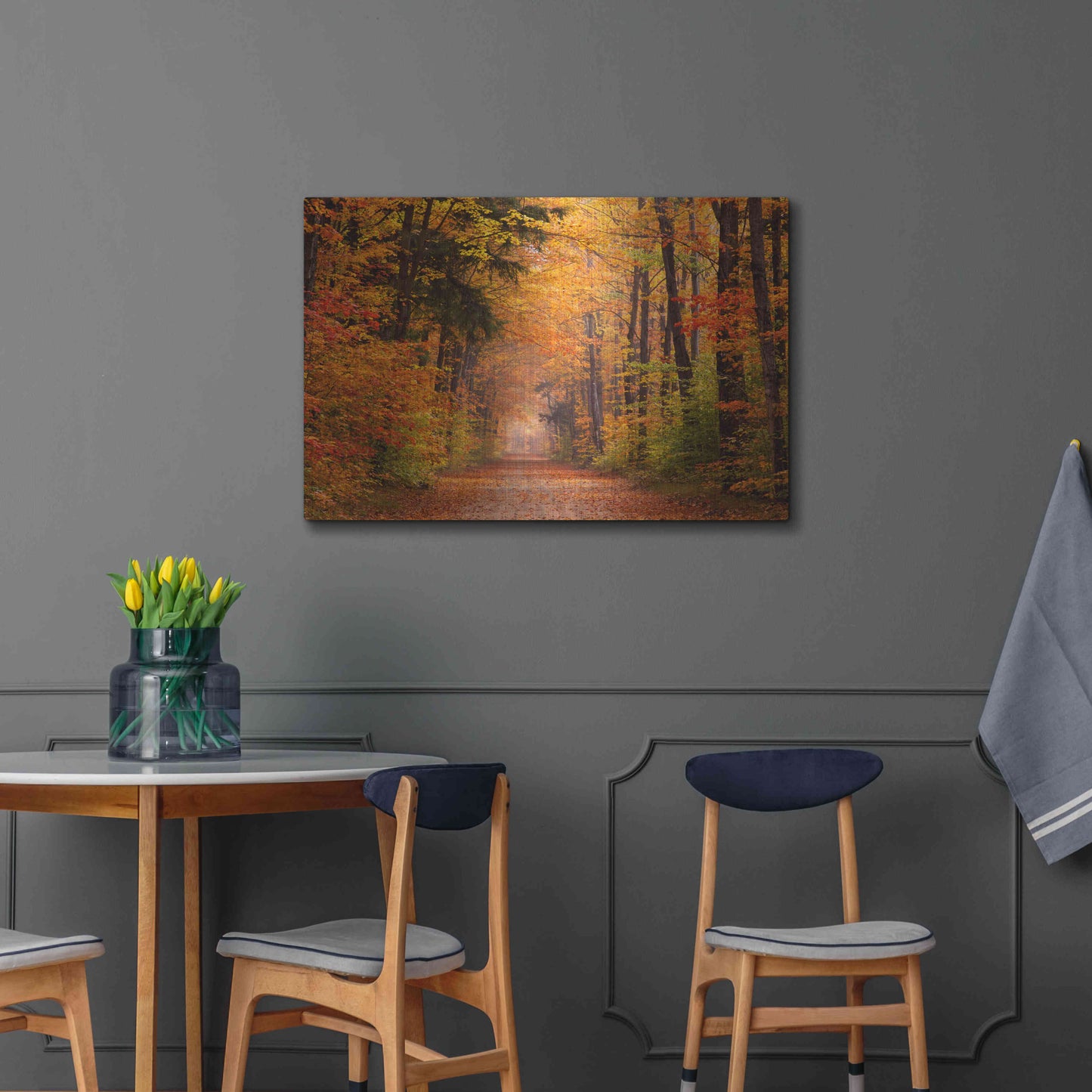 Luxe Metal Art 'Autumn Road' by David Hammond, Metal Wall Art,36x24