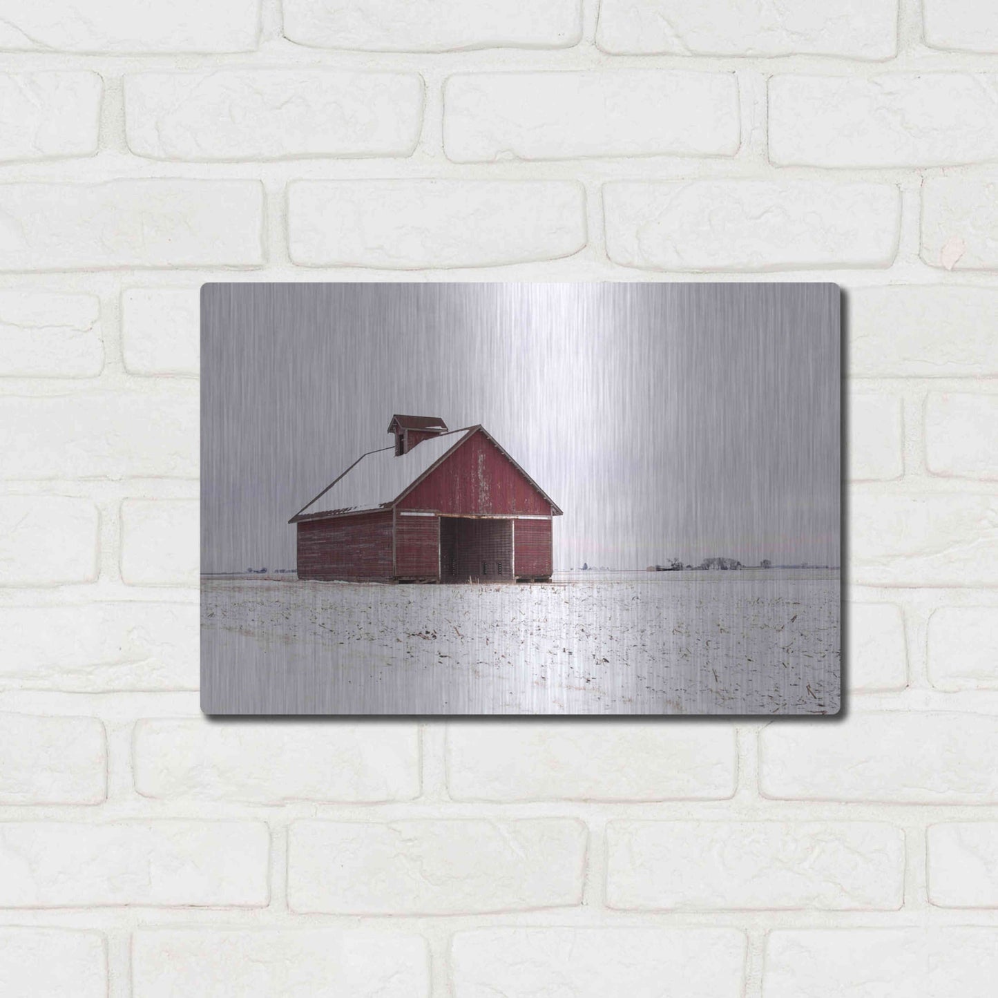 Luxe Metal Art 'Central Illinois Barn' by David Hammond, Metal Wall Art,16x12