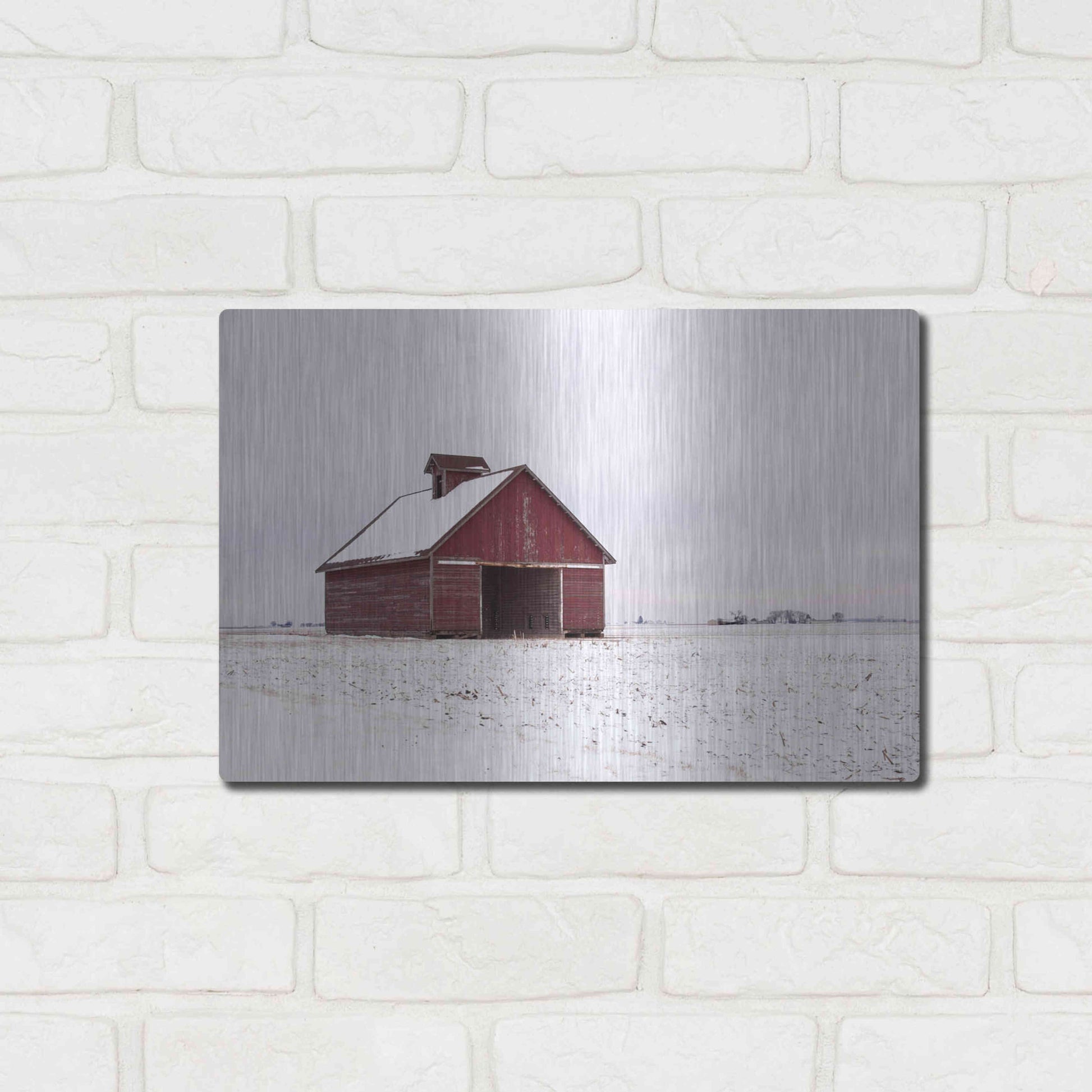 Luxe Metal Art 'Central Illinois Barn' by David Hammond, Metal Wall Art,16x12