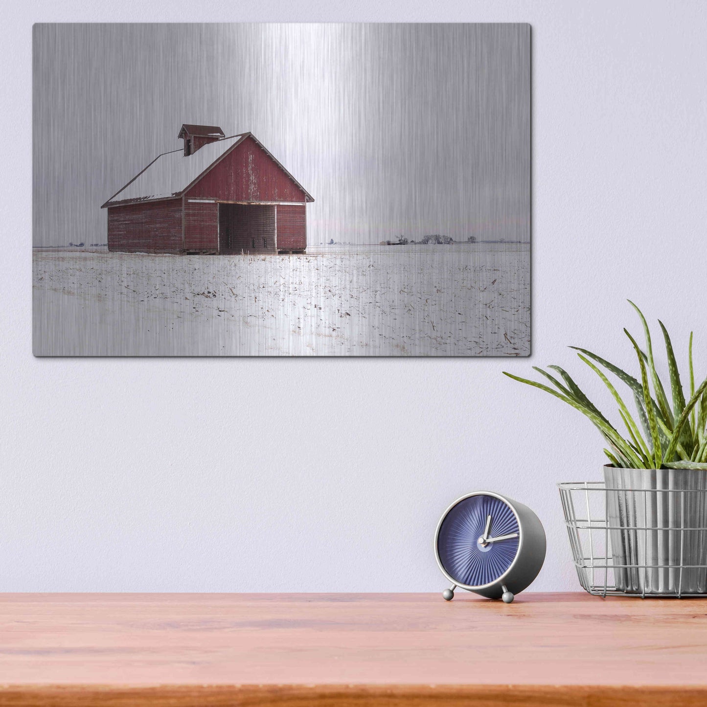 Luxe Metal Art 'Central Illinois Barn' by David Hammond, Metal Wall Art,16x12