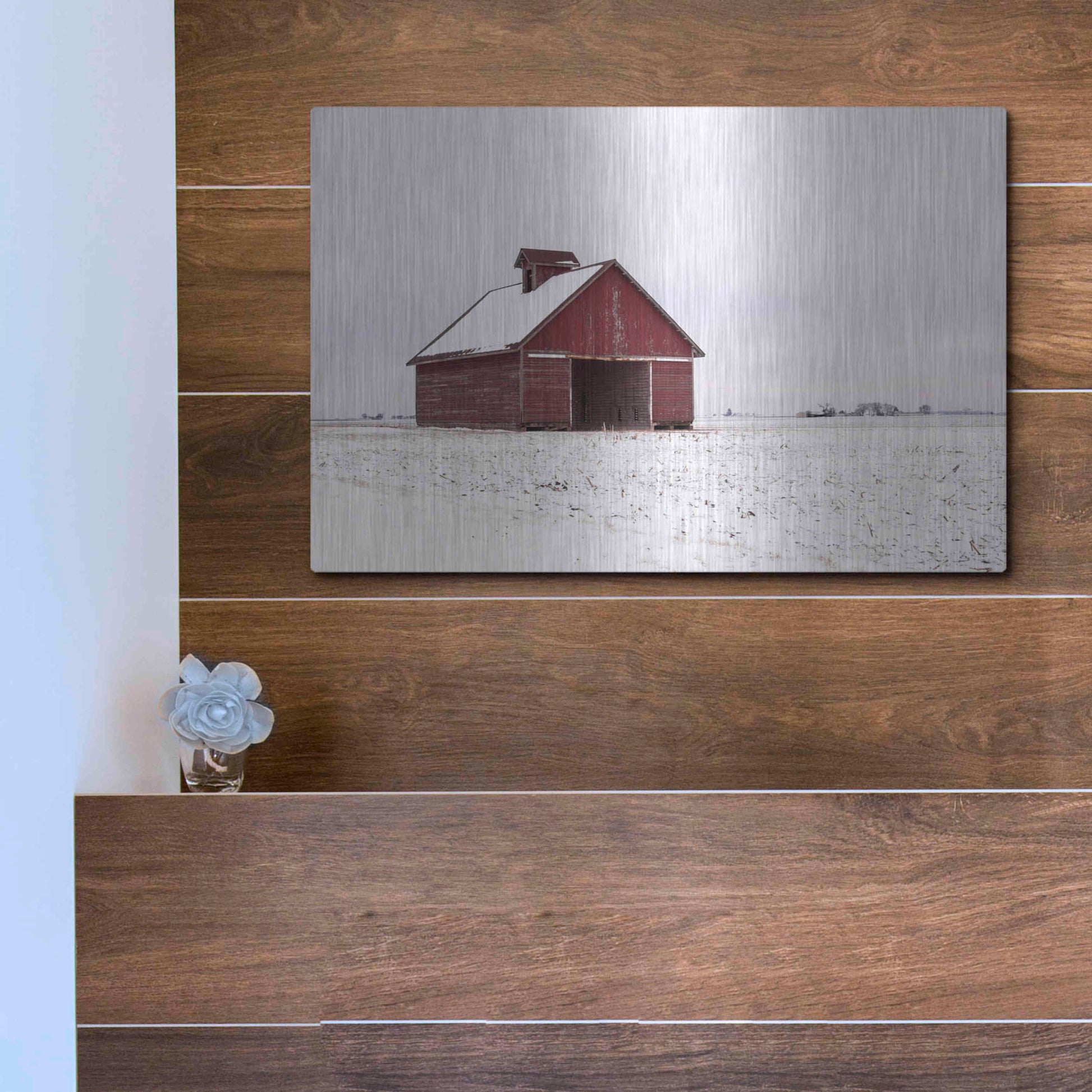 Luxe Metal Art 'Central Illinois Barn' by David Hammond, Metal Wall Art,16x12