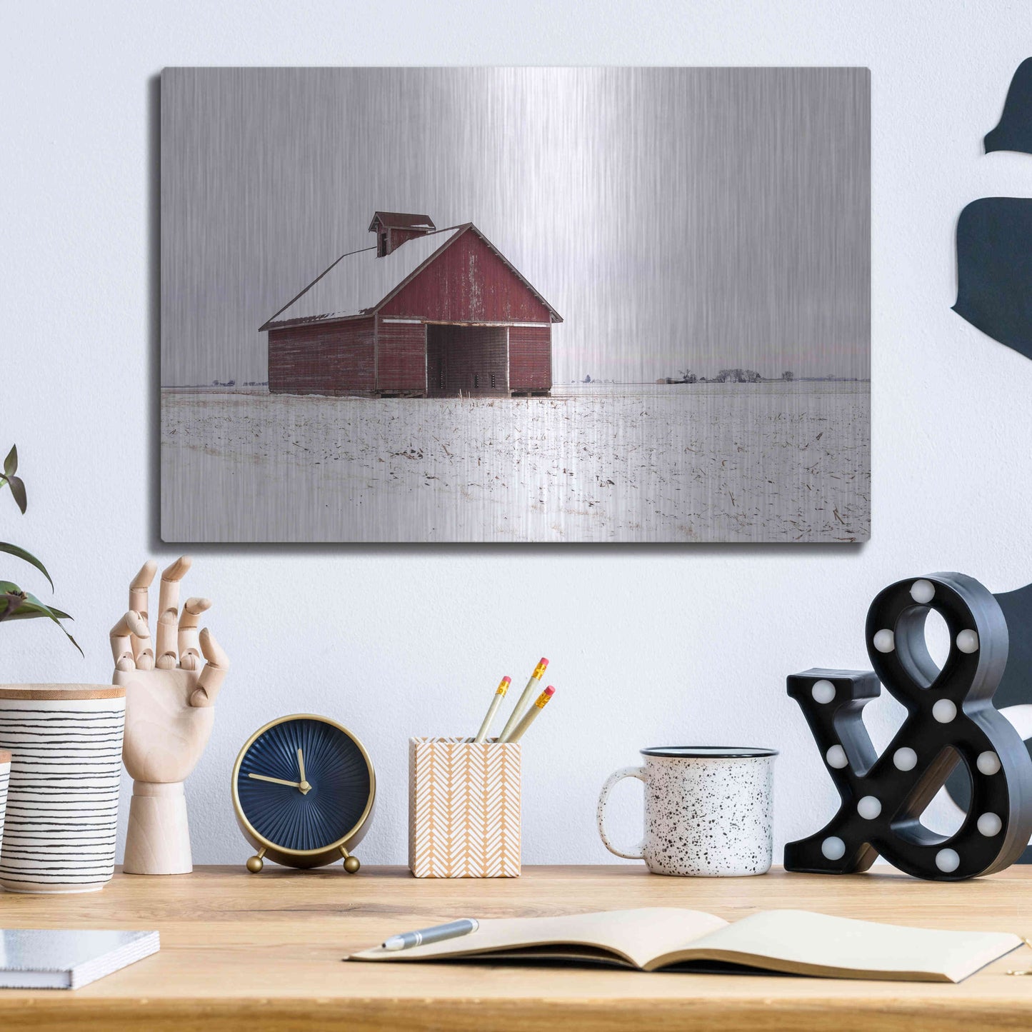 Luxe Metal Art 'Central Illinois Barn' by David Hammond, Metal Wall Art,16x12