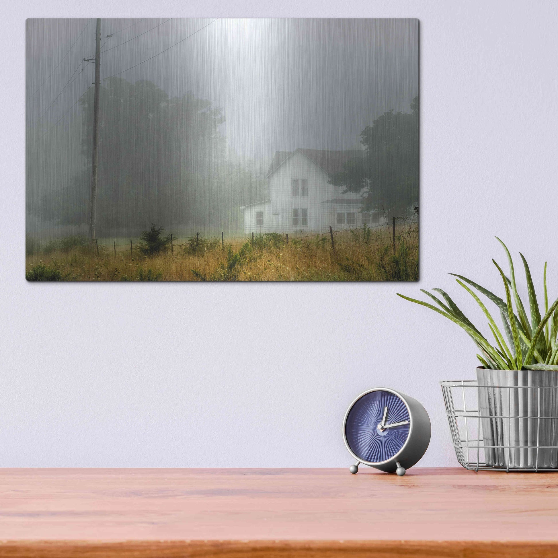 Luxe Metal Art 'Fog House' by David Hammond, Metal Wall Art,16x12