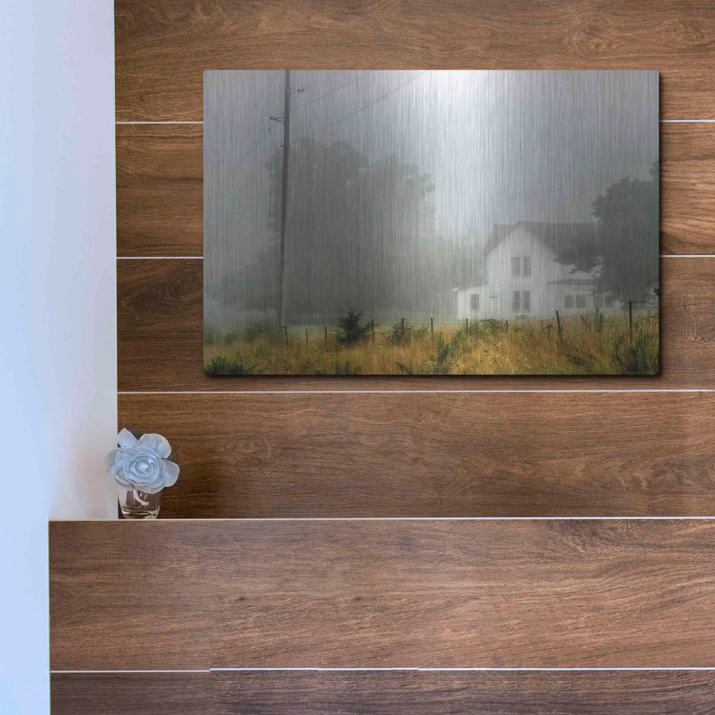 Luxe Metal Art 'Fog House' by David Hammond, Metal Wall Art,16x12