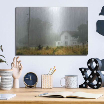 Luxe Metal Art 'Fog House' by David Hammond, Metal Wall Art,16x12