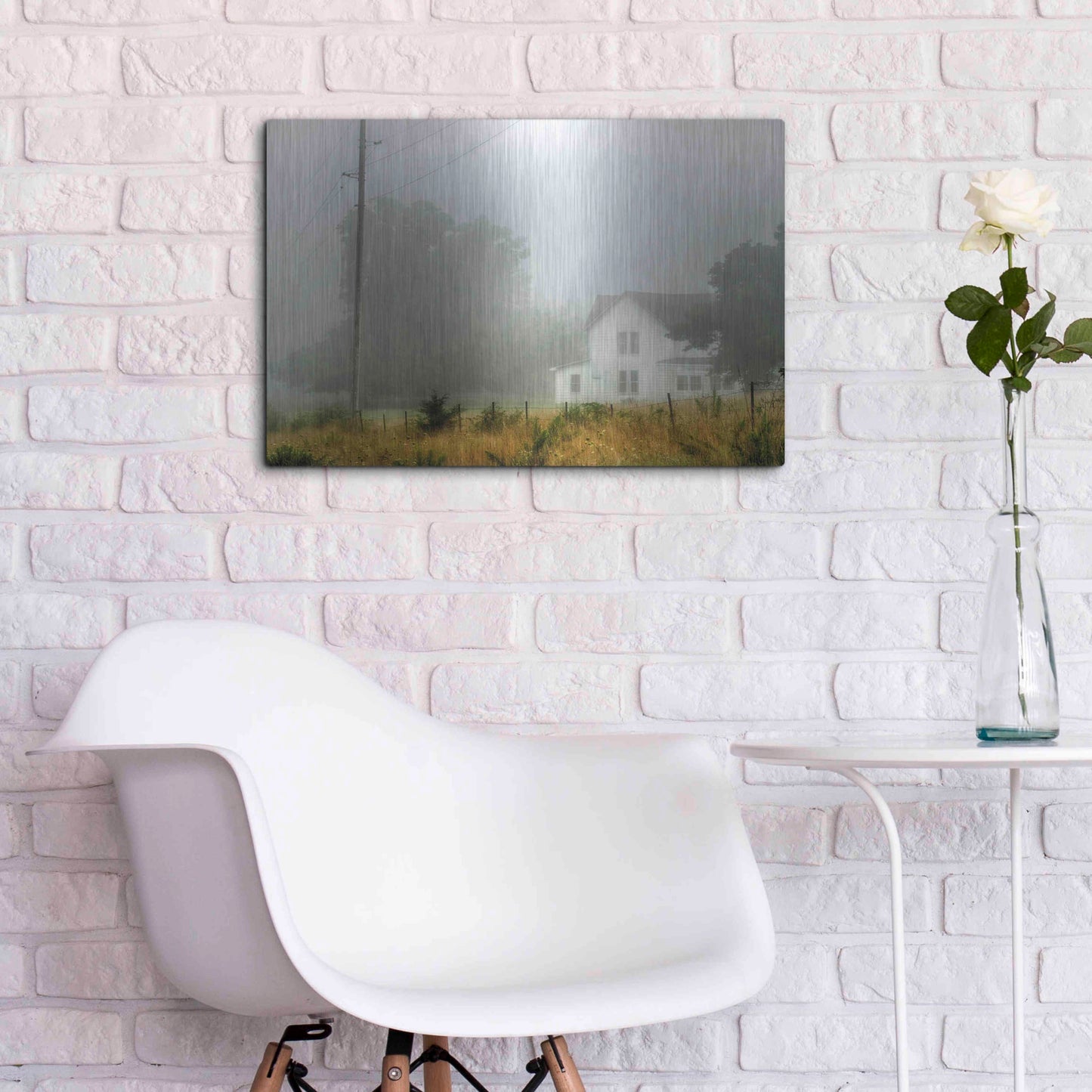 Luxe Metal Art 'Fog House' by David Hammond, Metal Wall Art,24x16