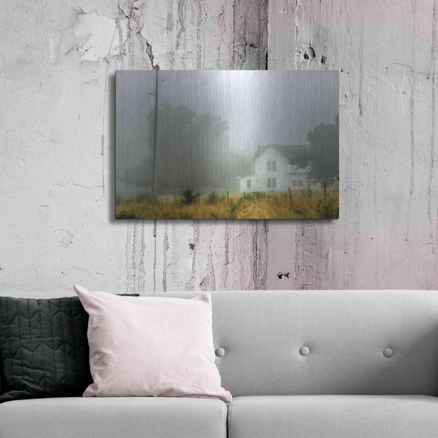 Luxe Metal Art 'Fog House' by David Hammond, Metal Wall Art,36x24