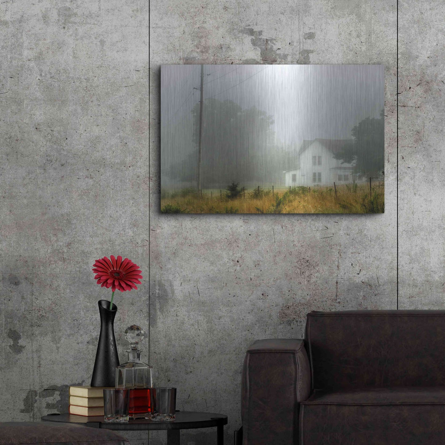 Luxe Metal Art 'Fog House' by David Hammond, Metal Wall Art,36x24