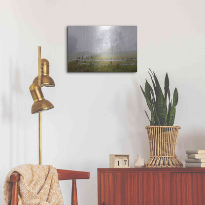 Luxe Metal Art 'Foggy Rural Scene' by David Hammond, Metal Wall Art,24x16