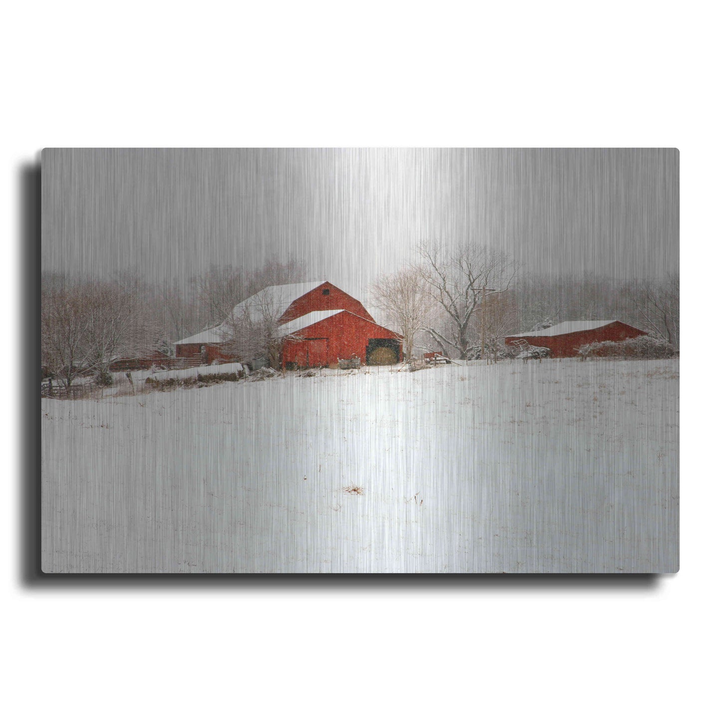 Luxe Metal Art 'Union Co. Barn & Snow' by David Hammond, Metal Wall Art