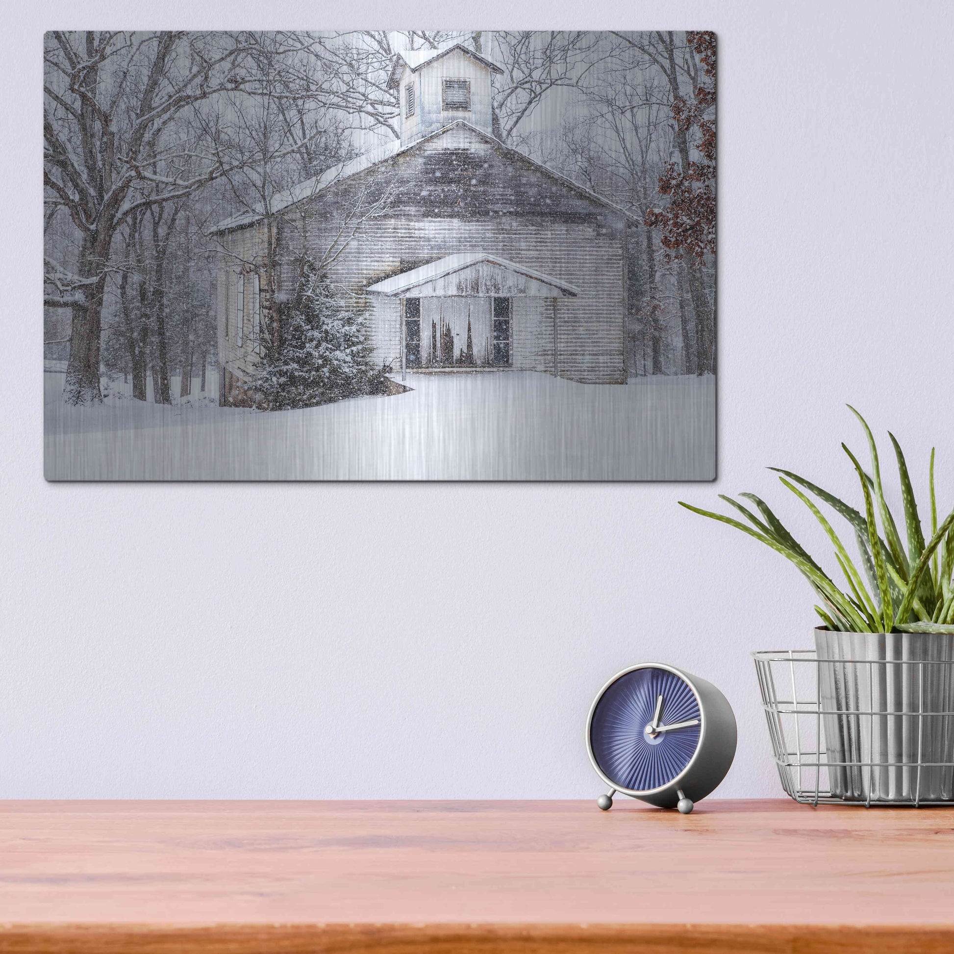 Luxe Metal Art 'Vintage Church' by David Hammond, Metal Wall Art,16x12