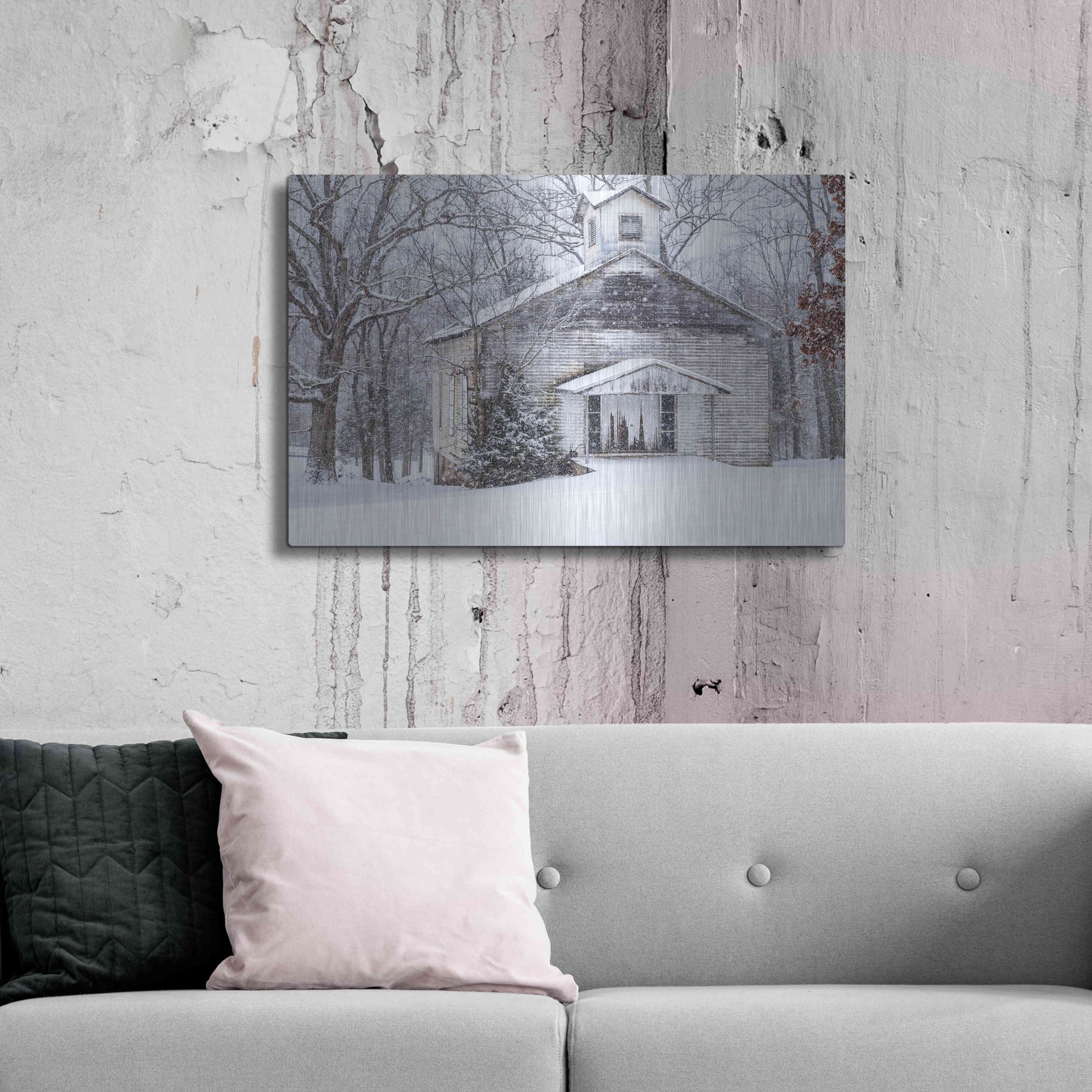 Luxe Metal Art 'Vintage Church' by David Hammond, Metal Wall Art,36x24