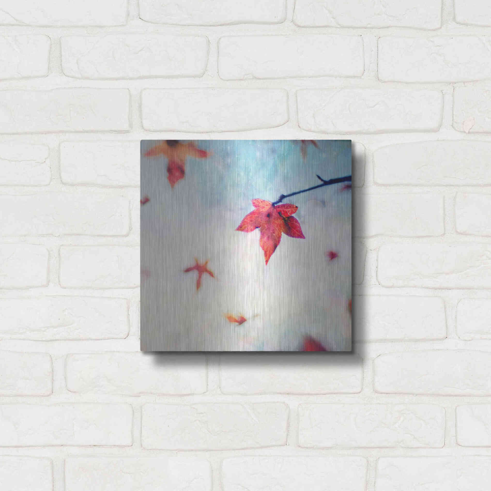 Luxe Metal Art 'All Fall Down' by Dawn D Hanna, Metal Wall Art,12x12