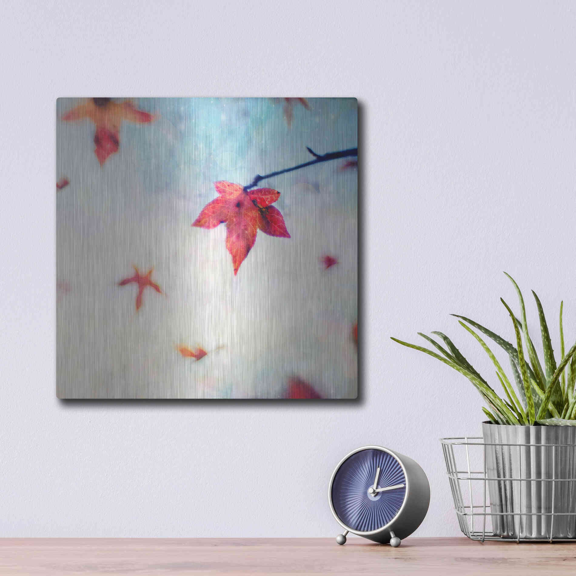 Luxe Metal Art 'All Fall Down' by Dawn D Hanna, Metal Wall Art,12x12