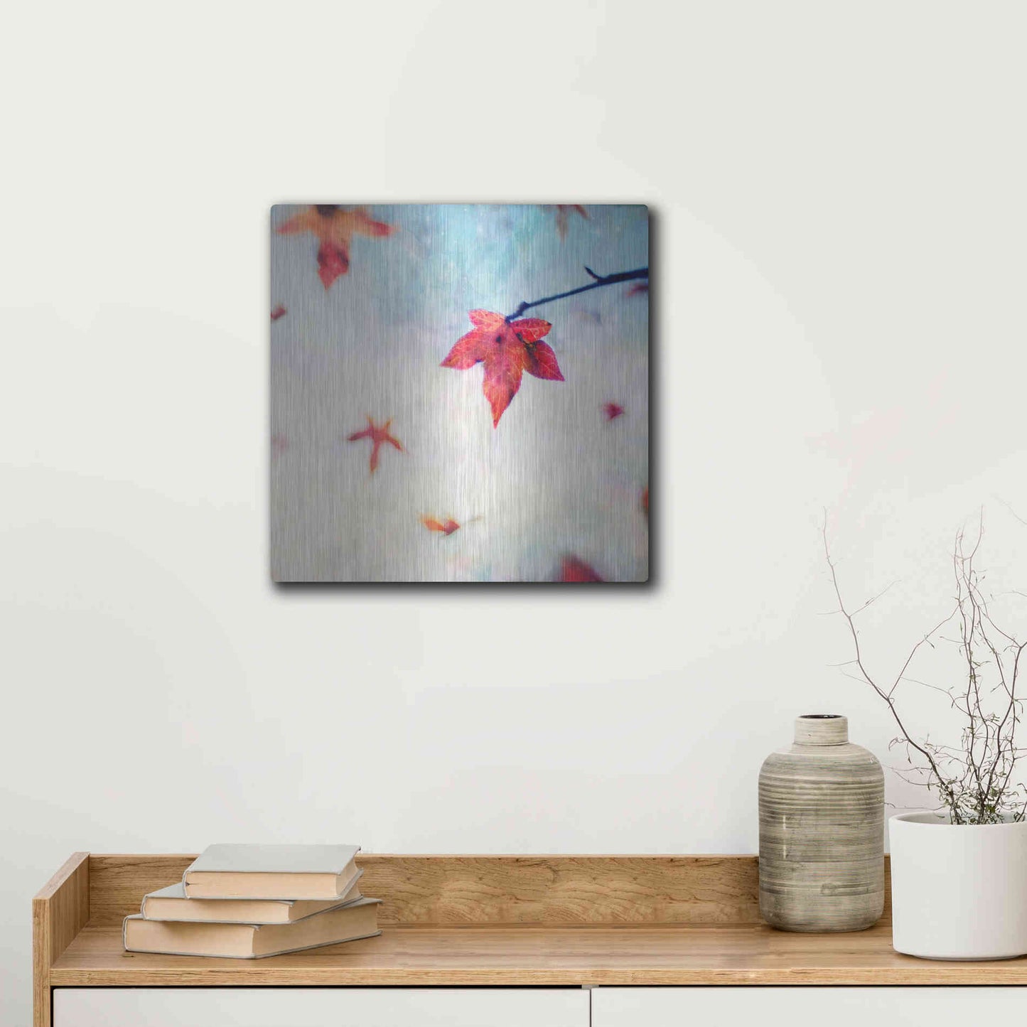 Luxe Metal Art 'All Fall Down' by Dawn D Hanna, Metal Wall Art,12x12