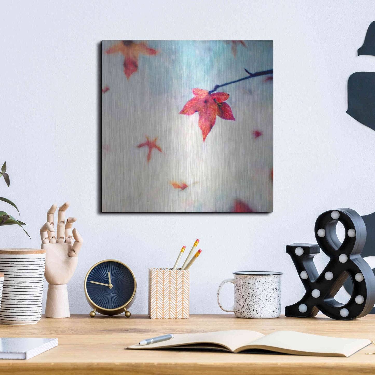 Luxe Metal Art 'All Fall Down' by Dawn D Hanna, Metal Wall Art,12x12