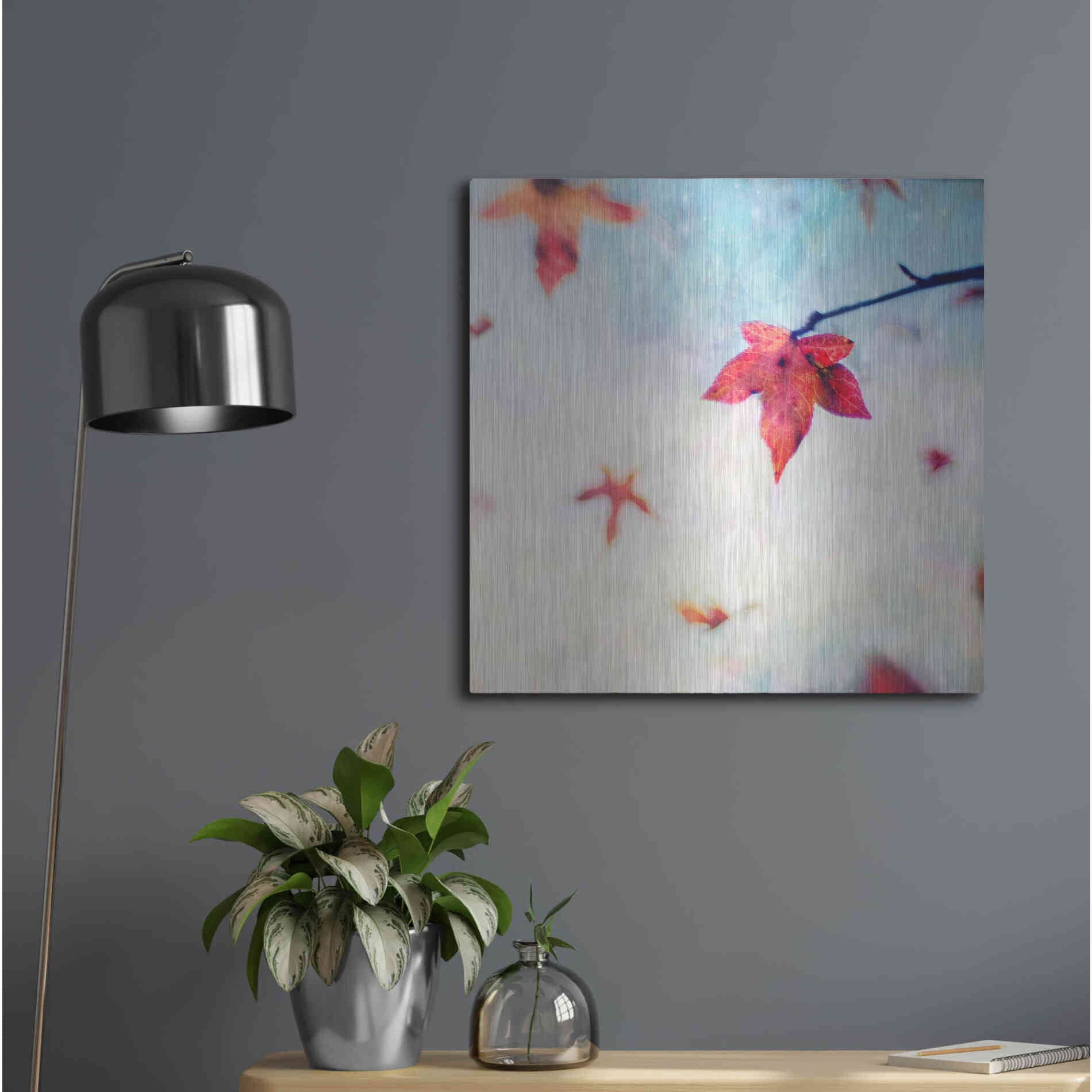 Luxe Metal Art 'All Fall Down' by Dawn D Hanna, Metal Wall Art,24x24