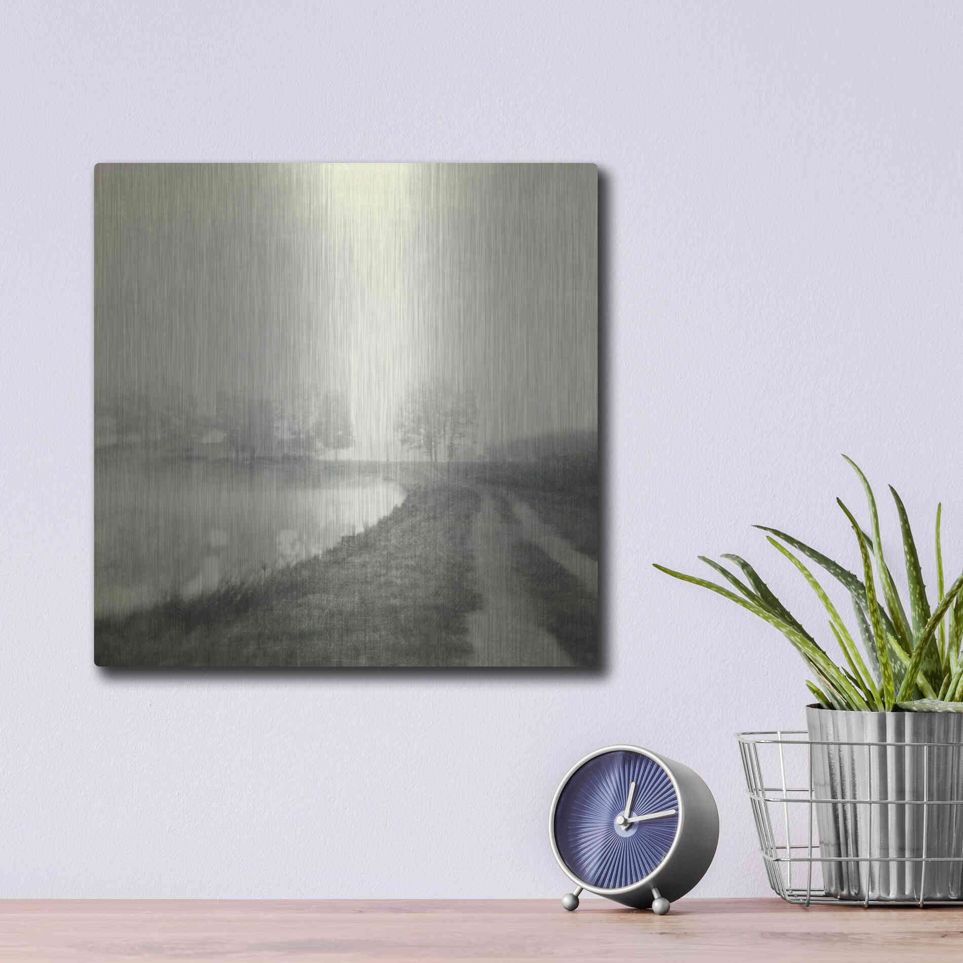 Luxe Metal Art 'Foggy Sunrise' by Dawn D Hanna, Metal Wall Art,12x12