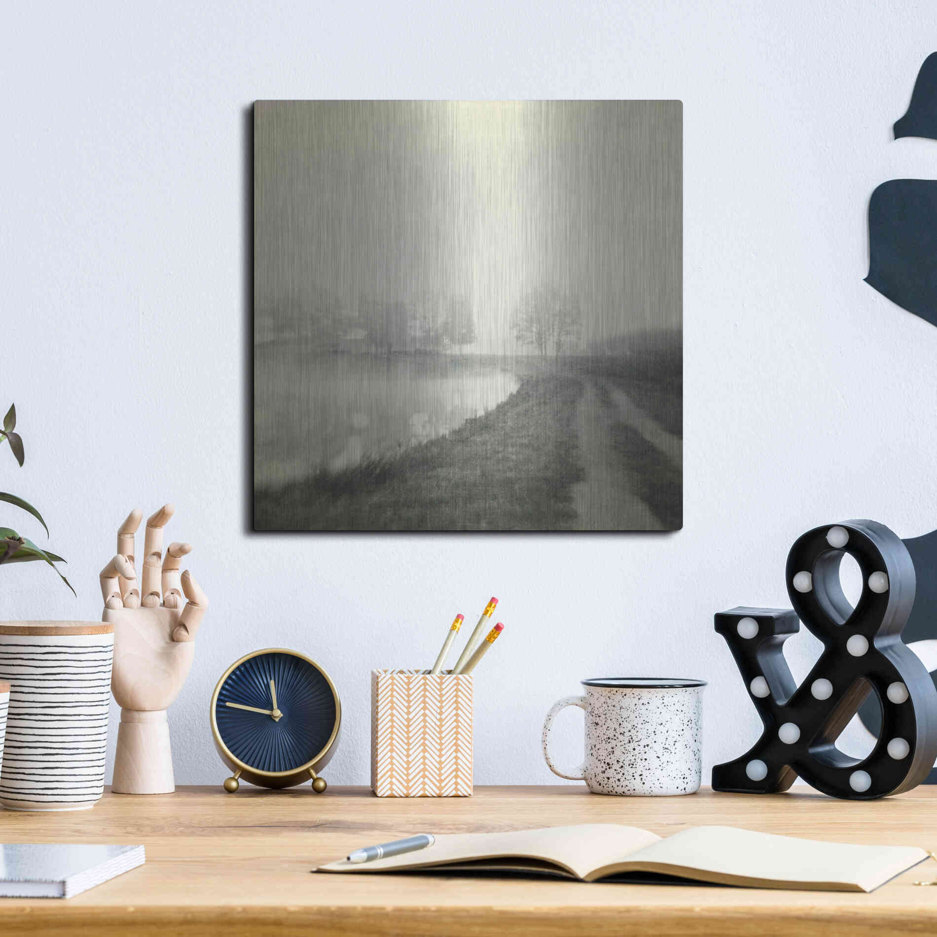 Luxe Metal Art 'Foggy Sunrise' by Dawn D Hanna, Metal Wall Art,12x12