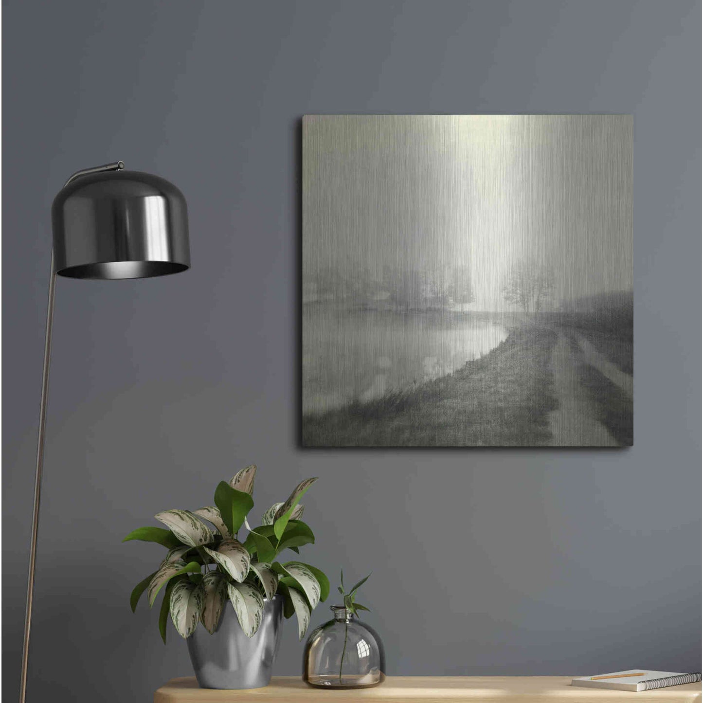 Luxe Metal Art 'Foggy Sunrise' by Dawn D Hanna, Metal Wall Art,24x24