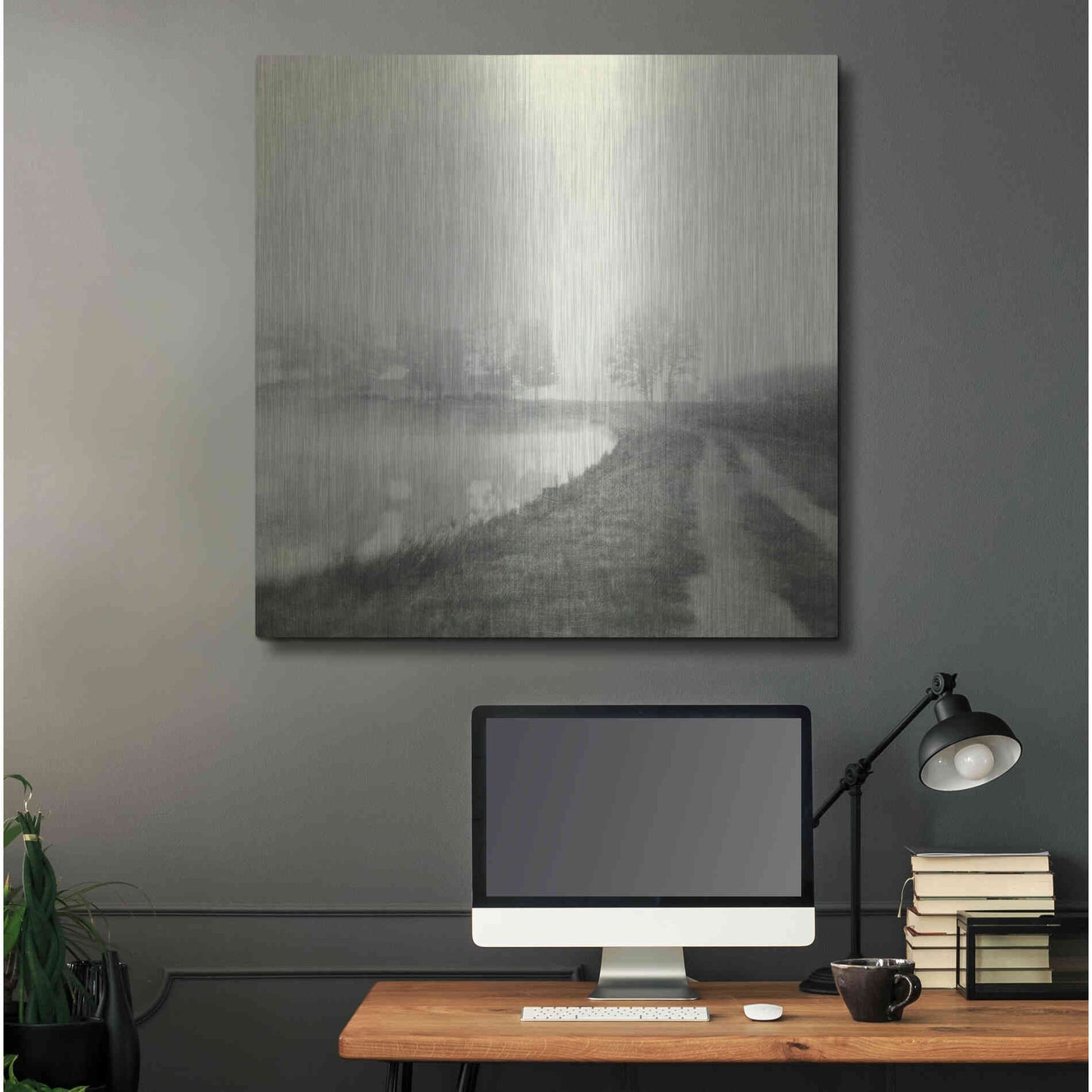 Luxe Metal Art 'Foggy Sunrise' by Dawn D Hanna, Metal Wall Art,36x36