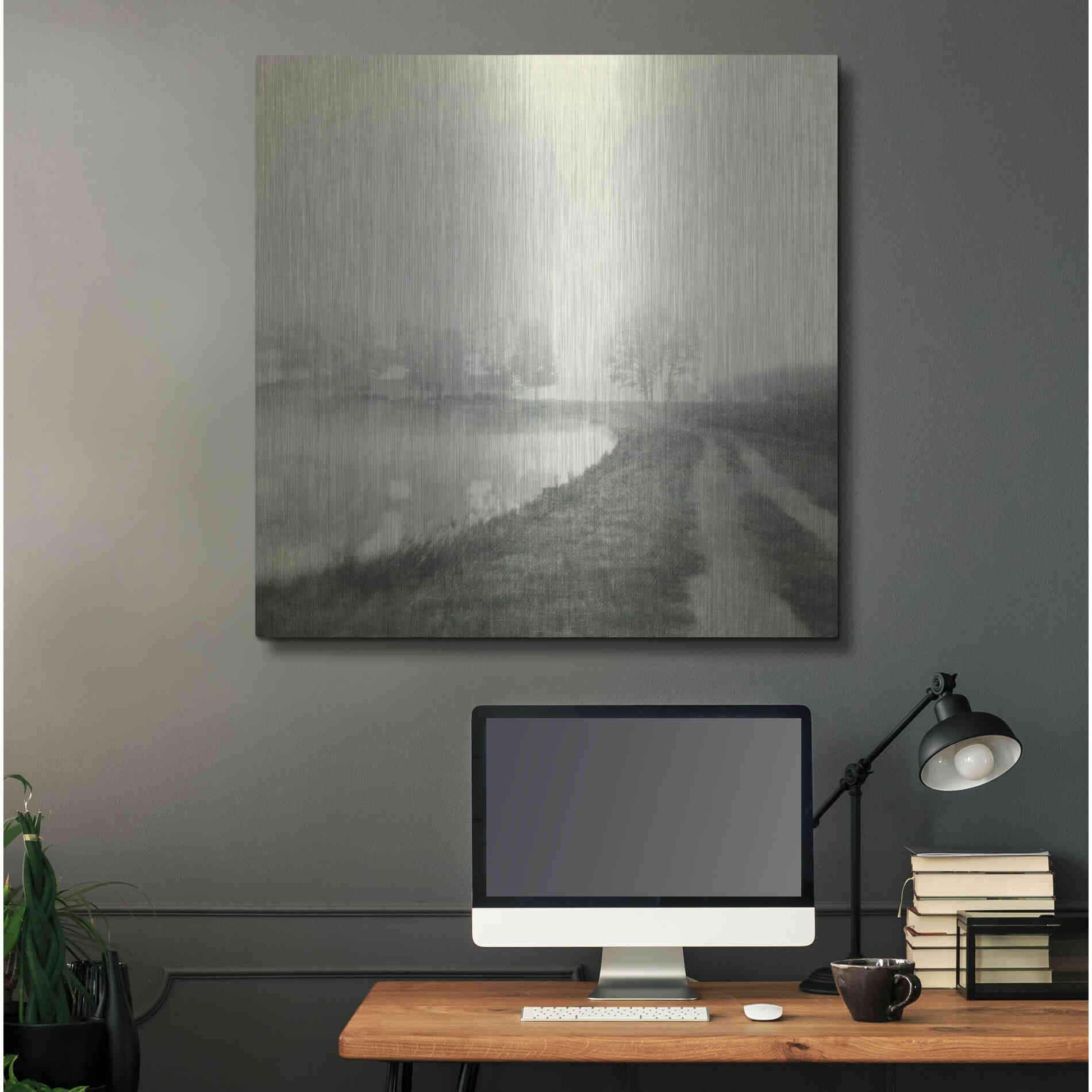 Luxe Metal Art 'Foggy Sunrise' by Dawn D Hanna, Metal Wall Art,36x36