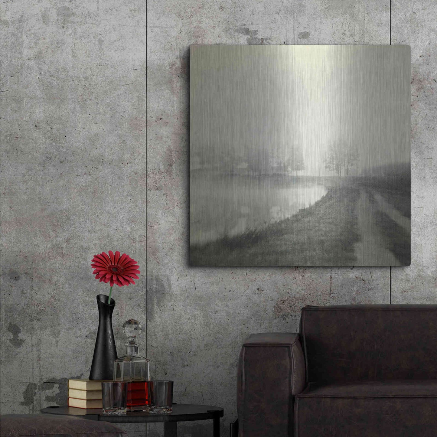 Luxe Metal Art 'Foggy Sunrise' by Dawn D Hanna, Metal Wall Art,36x36