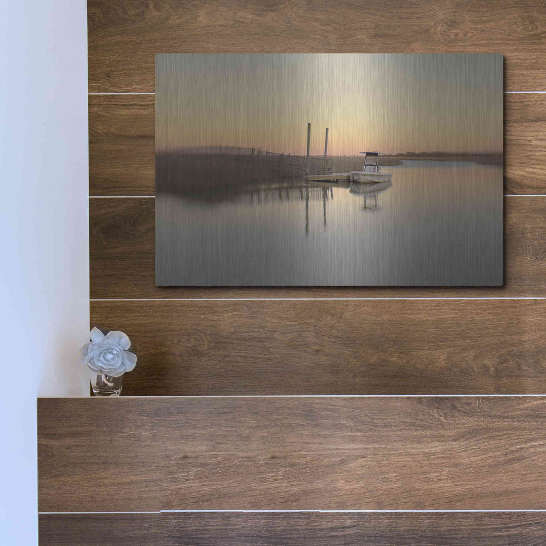 Luxe Metal Art 'Murrells Inlet' by Dawn D Hanna, Metal Wall Art,16x12