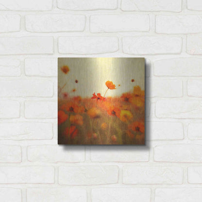 Luxe Metal Art 'Orange Happiness' by Dawn D Hanna, Metal Wall Art,12x12