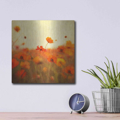 Luxe Metal Art 'Orange Happiness' by Dawn D Hanna, Metal Wall Art,12x12