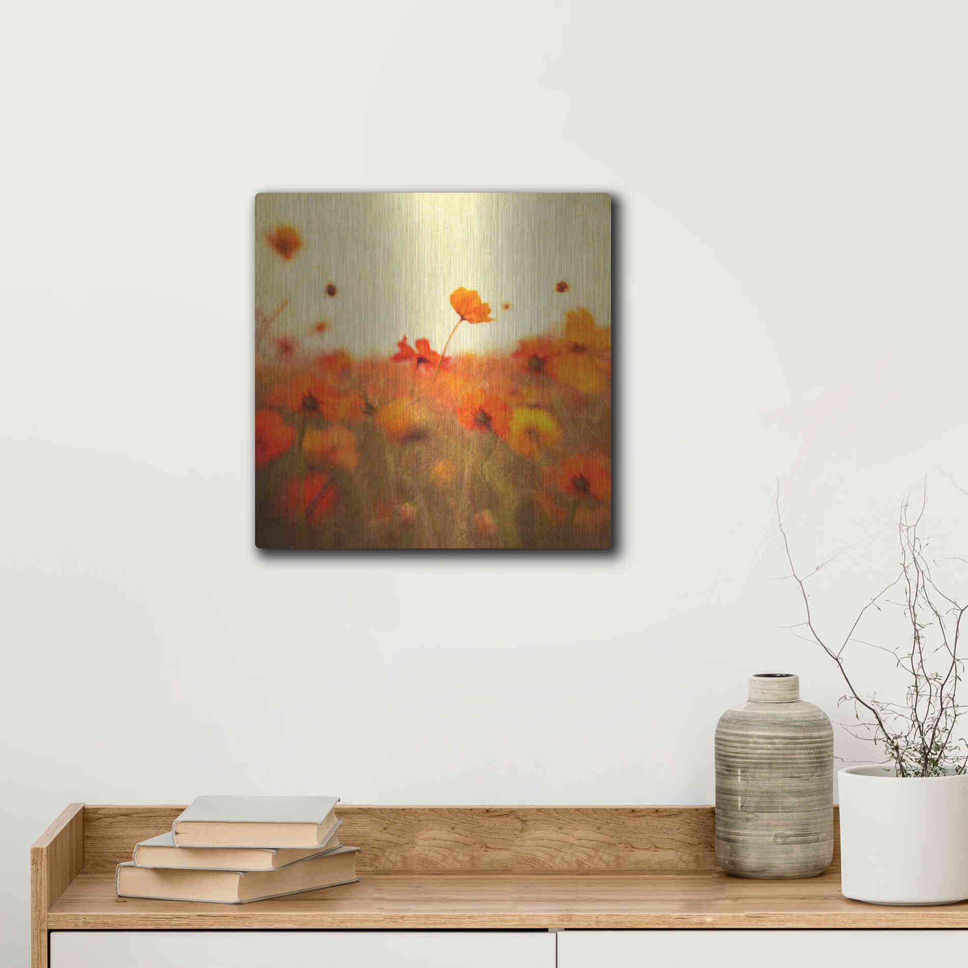 Luxe Metal Art 'Orange Happiness' by Dawn D Hanna, Metal Wall Art,12x12