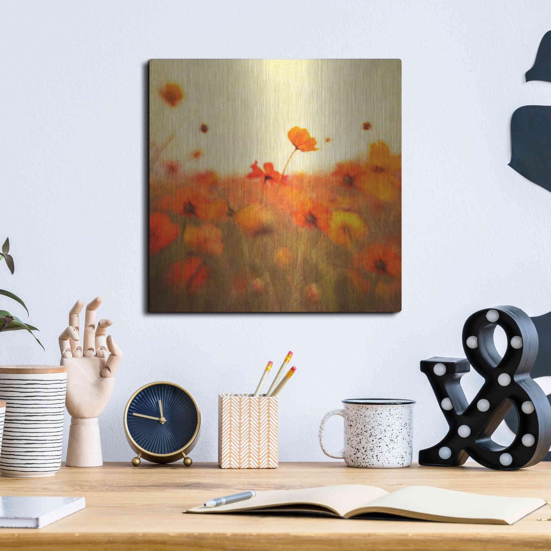 Luxe Metal Art 'Orange Happiness' by Dawn D Hanna, Metal Wall Art,12x12