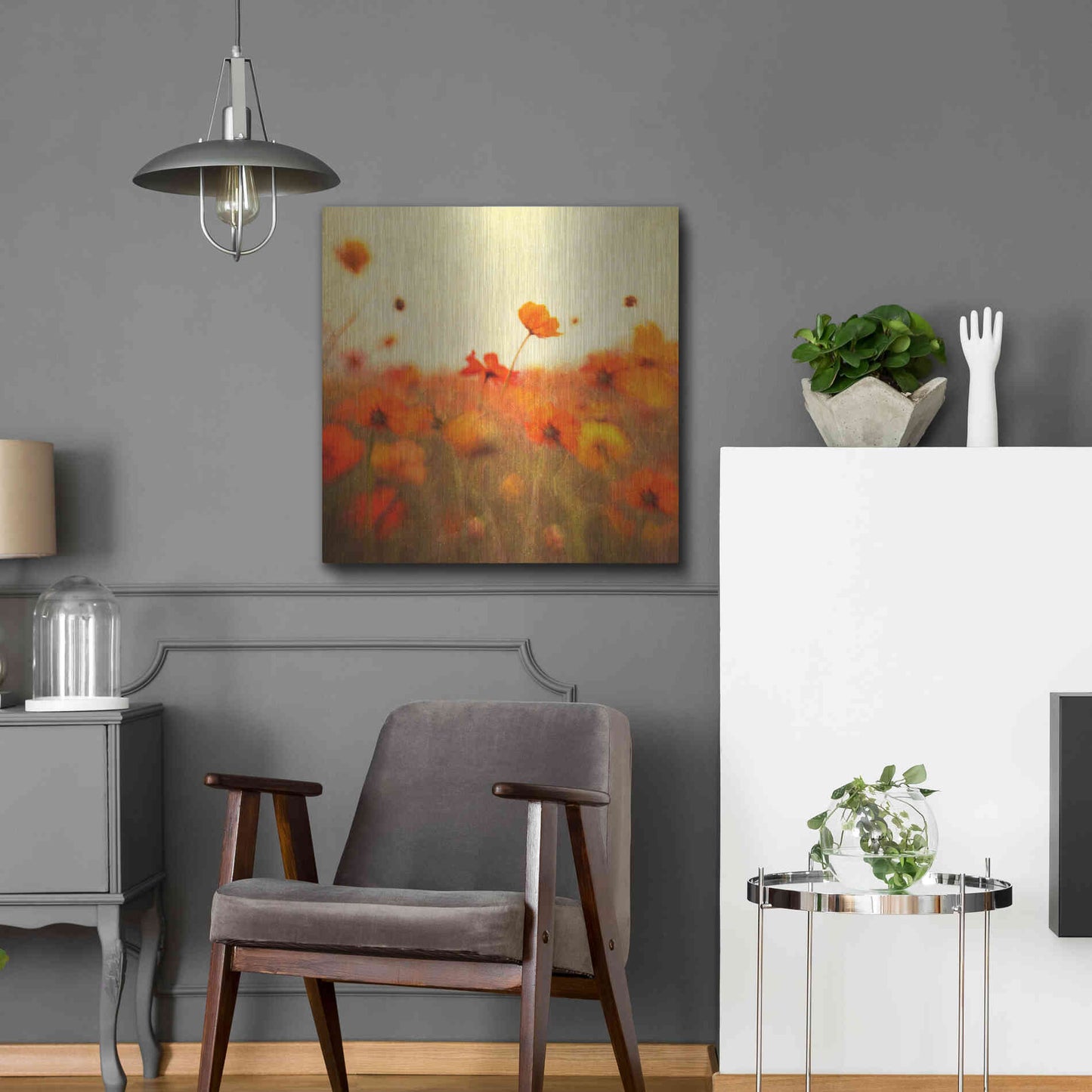 Luxe Metal Art 'Orange Happiness' by Dawn D Hanna, Metal Wall Art,24x24