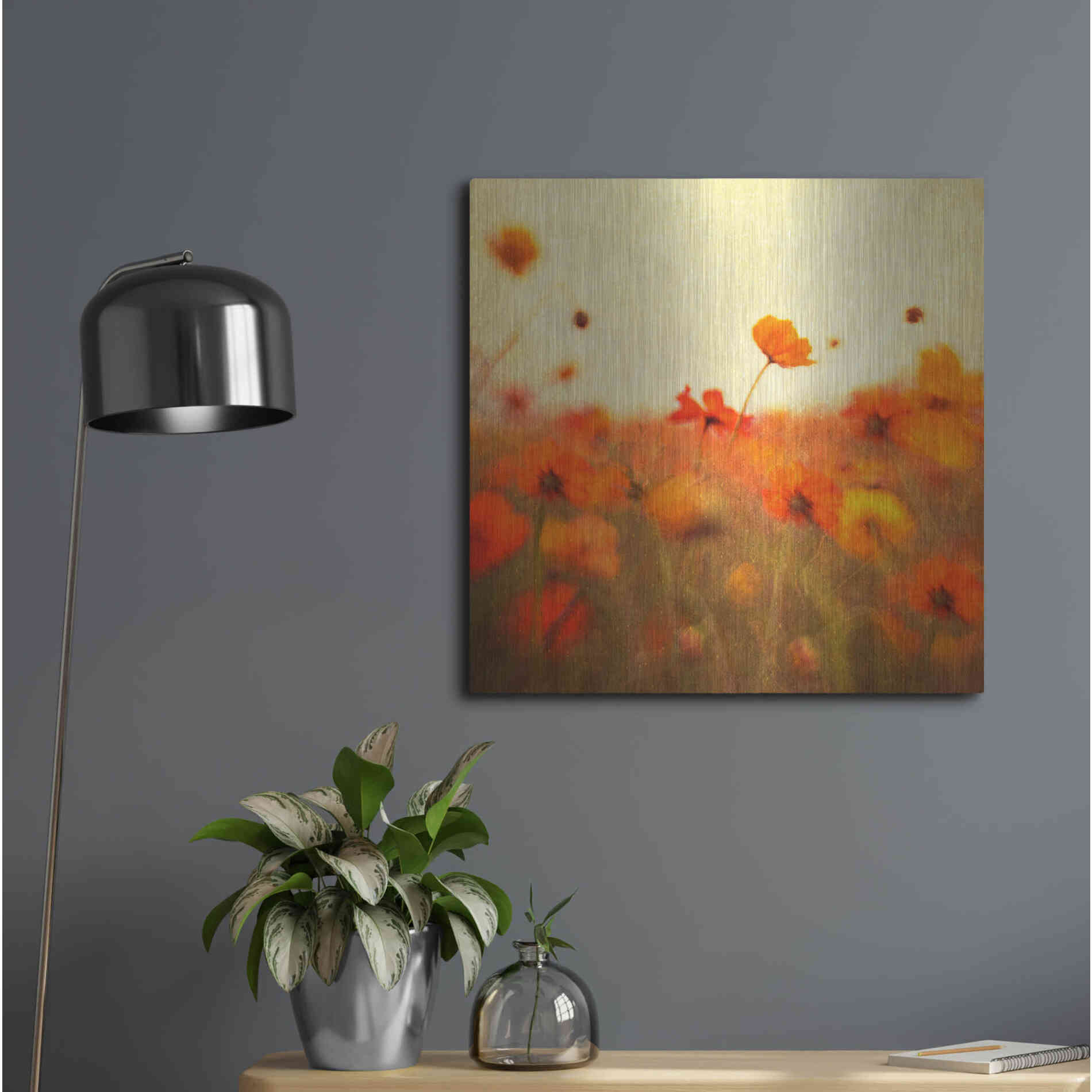 Luxe Metal Art 'Orange Happiness' by Dawn D Hanna, Metal Wall Art,24x24