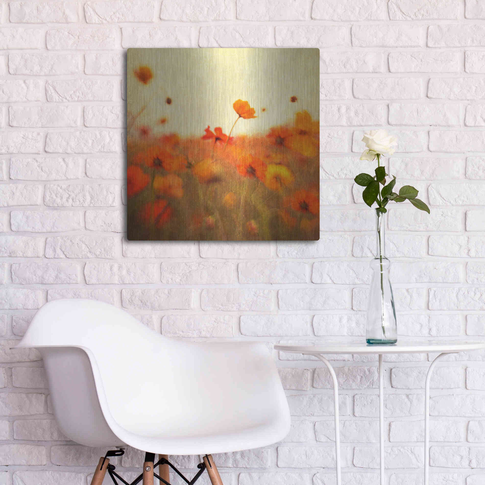 Luxe Metal Art 'Orange Happiness' by Dawn D Hanna, Metal Wall Art,24x24