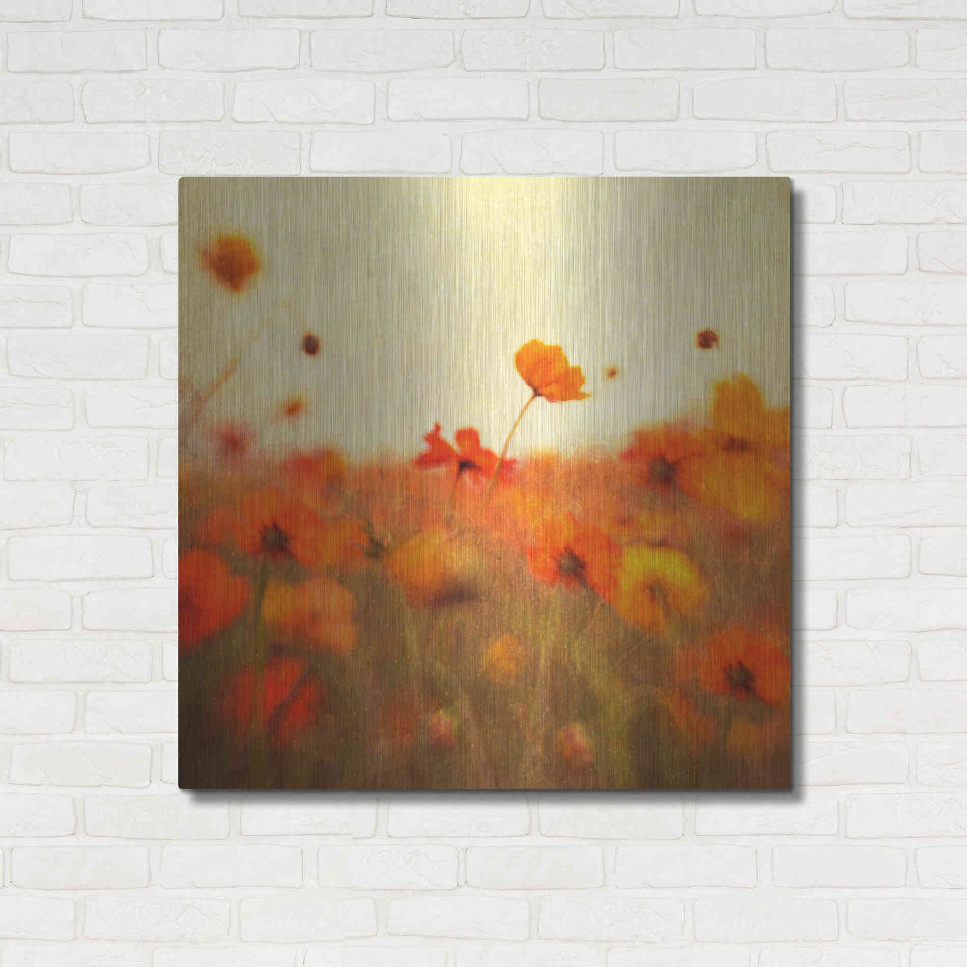 Luxe Metal Art 'Orange Happiness' by Dawn D Hanna, Metal Wall Art,36x36