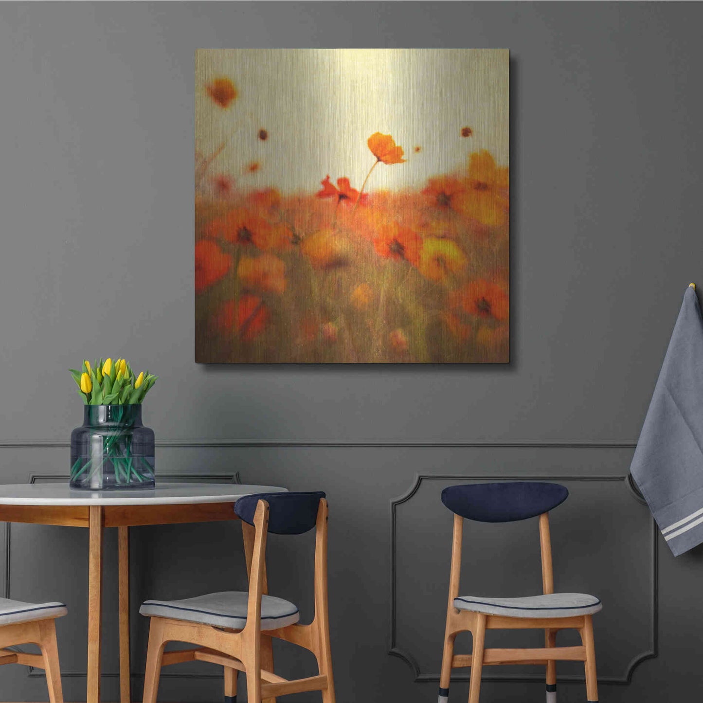 Luxe Metal Art 'Orange Happiness' by Dawn D Hanna, Metal Wall Art,36x36