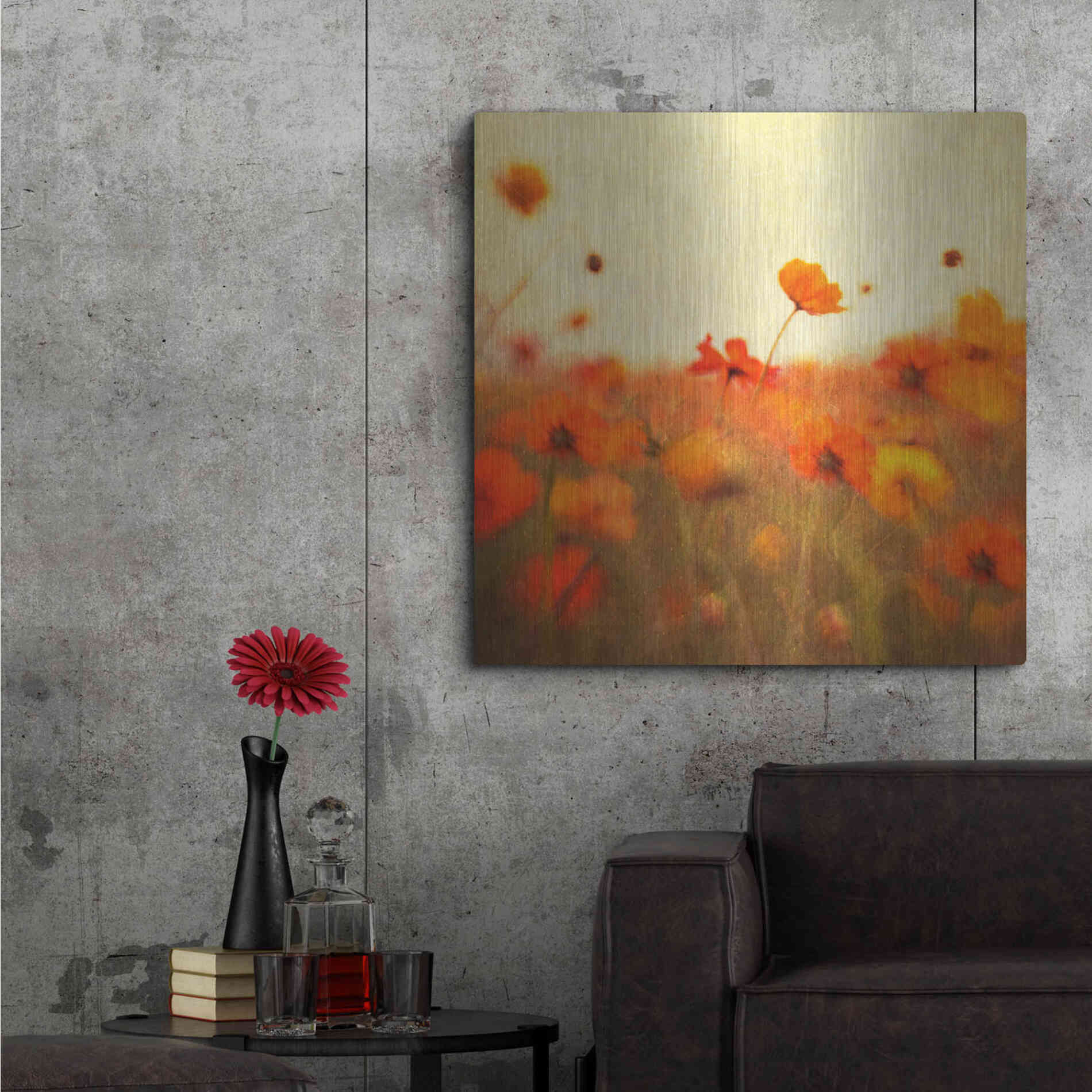 Luxe Metal Art 'Orange Happiness' by Dawn D Hanna, Metal Wall Art,36x36