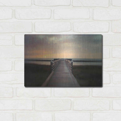 Luxe Metal Art 'Sunset Pier' by Dawn D Hanna, Metal Wall Art,16x12